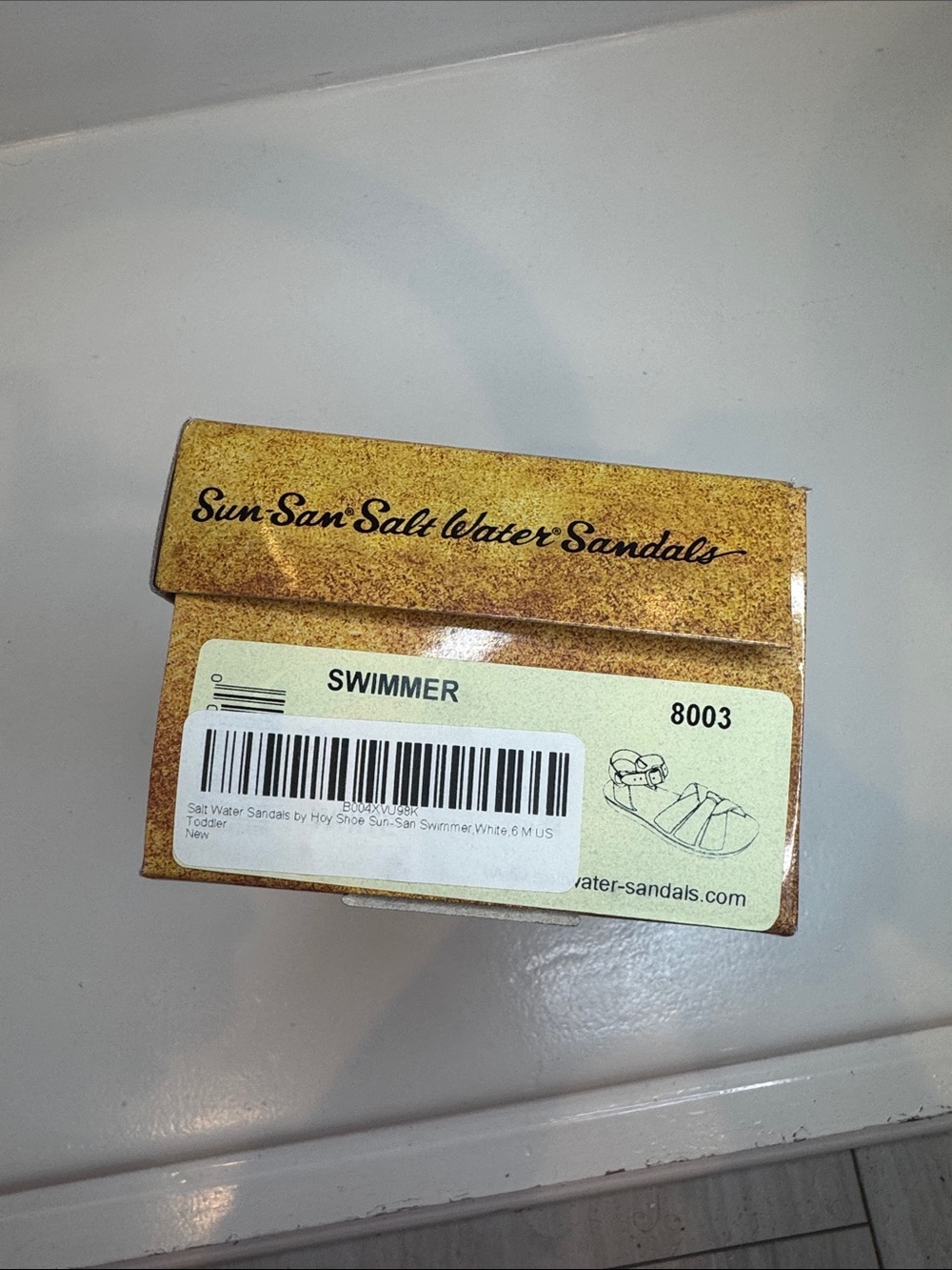 NIB Sun San Salt Water Leather Sandals, White baby toddler size 6, Swimmer #8003 - Picture 5 of 7